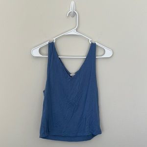 Cotton Blue V-neck Tank Top